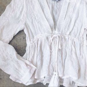 Fate White with Pink Detail Lace Top